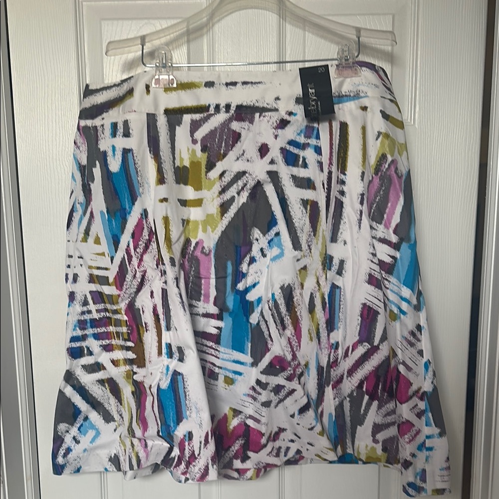 Lane Bryant White and Blue A-Line Knee-Length Skirt